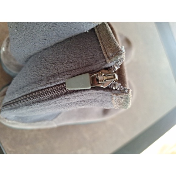 Lands' Ends 93160 Winter Boots Womens Size 7 Mid Calf Zip Gray Suede And Fleece - Picture 10 of 12